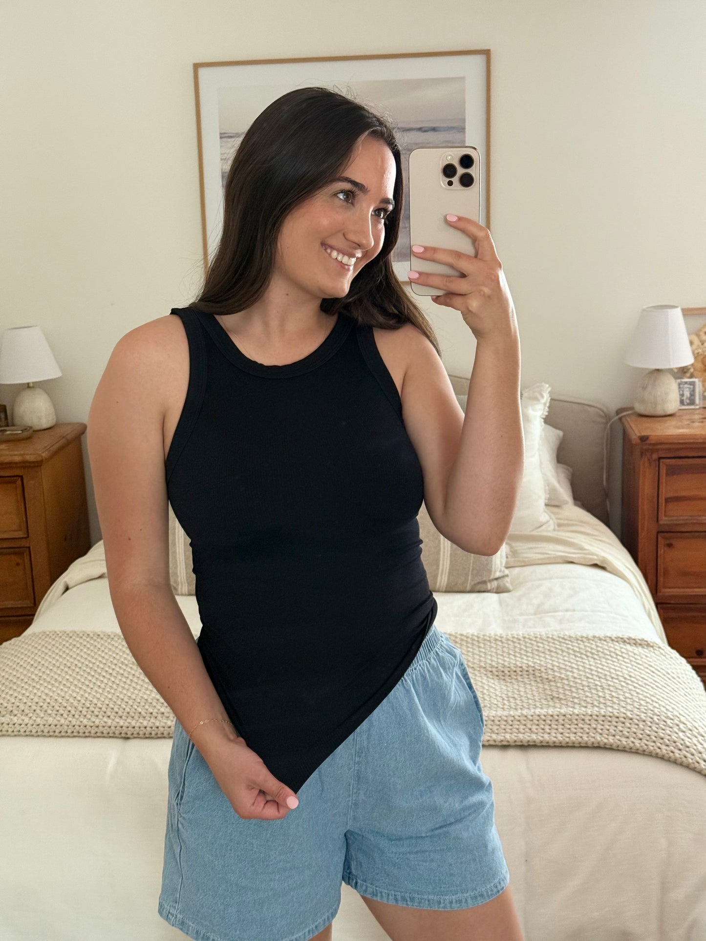 Reversible Ribbed Tank, Black