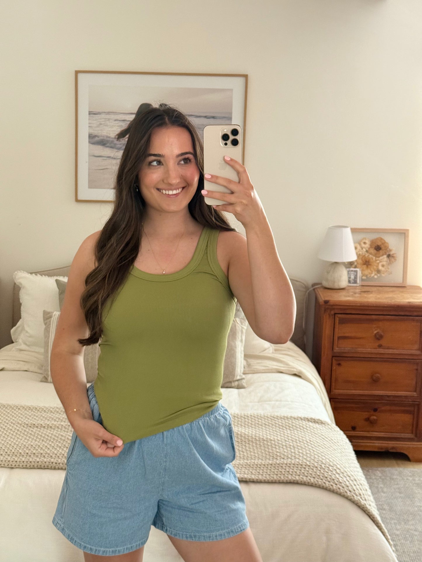 Reversible Ribbed Tank, Avocado