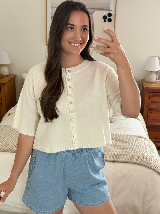 Sand Dollar Cardigan, White