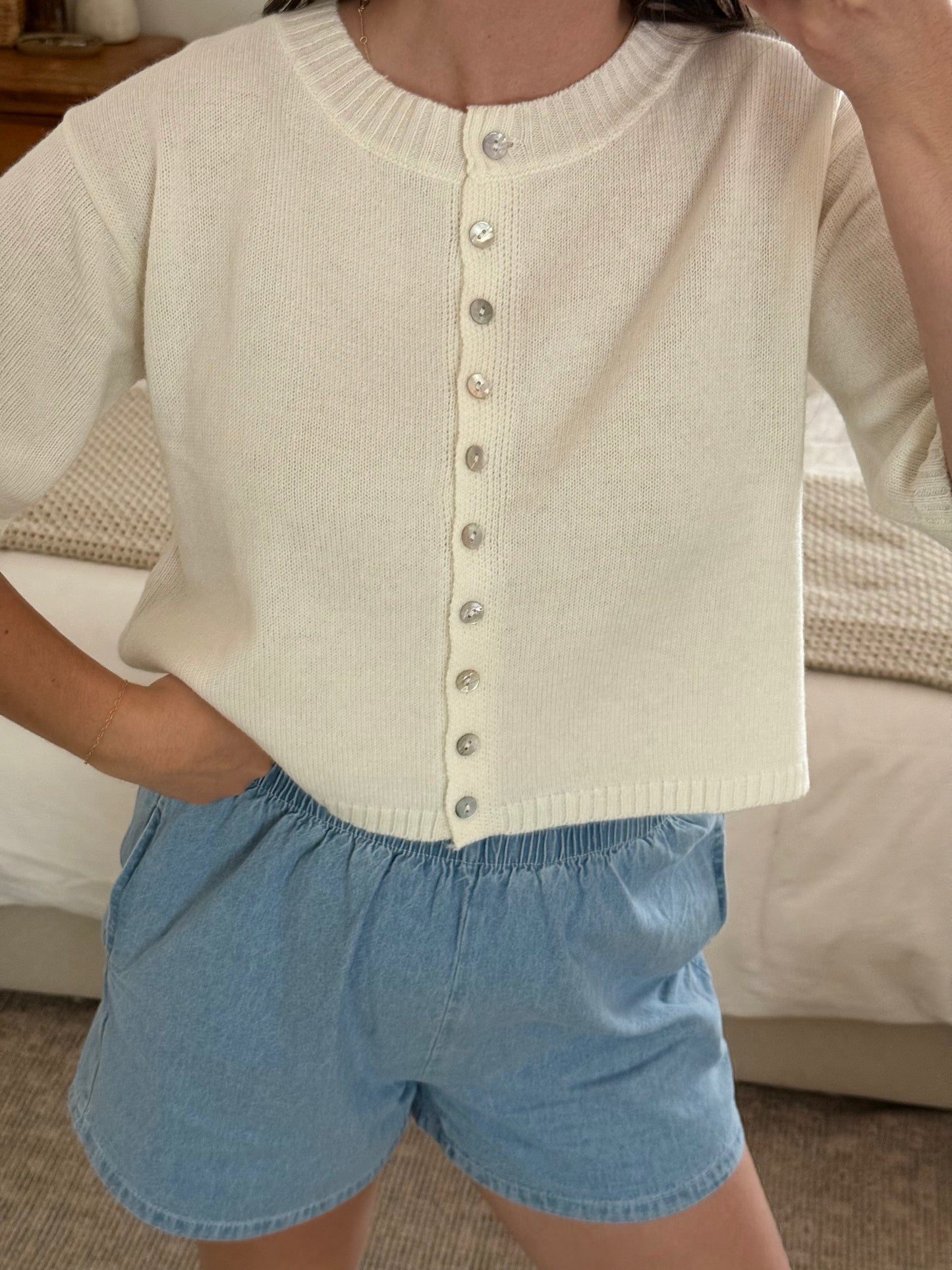 Sand Dollar Cardigan, White
