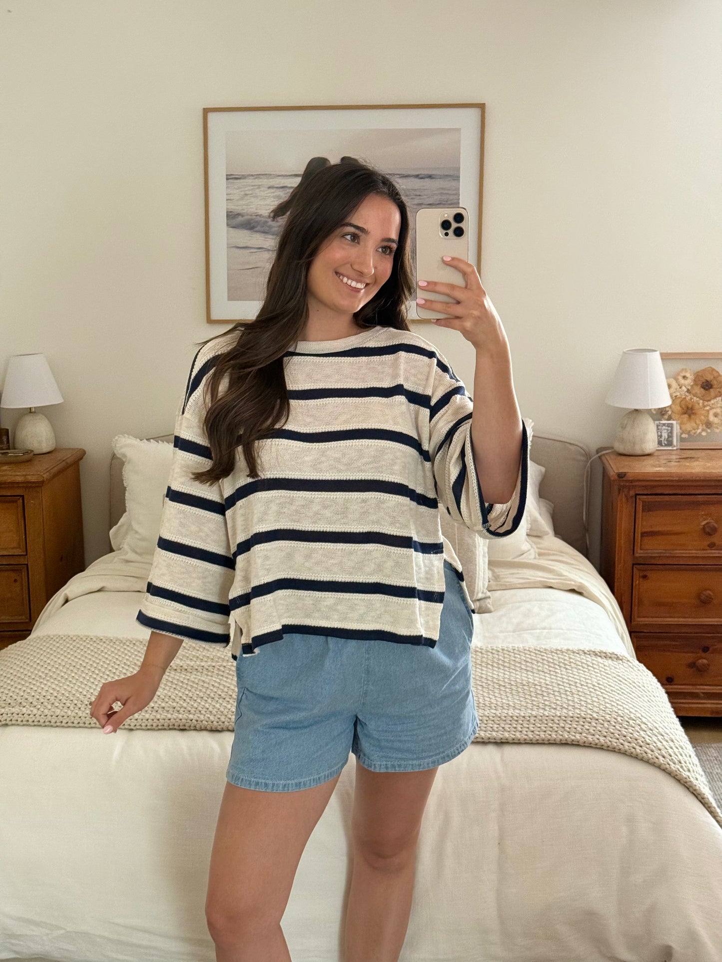Maritime Sweater, Navy/Oatmeal