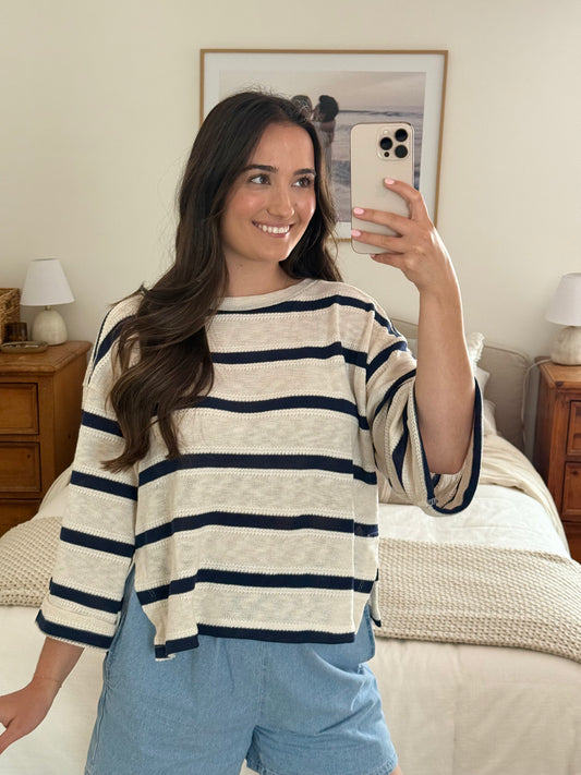 Maritime Sweater, Navy/Oatmeal