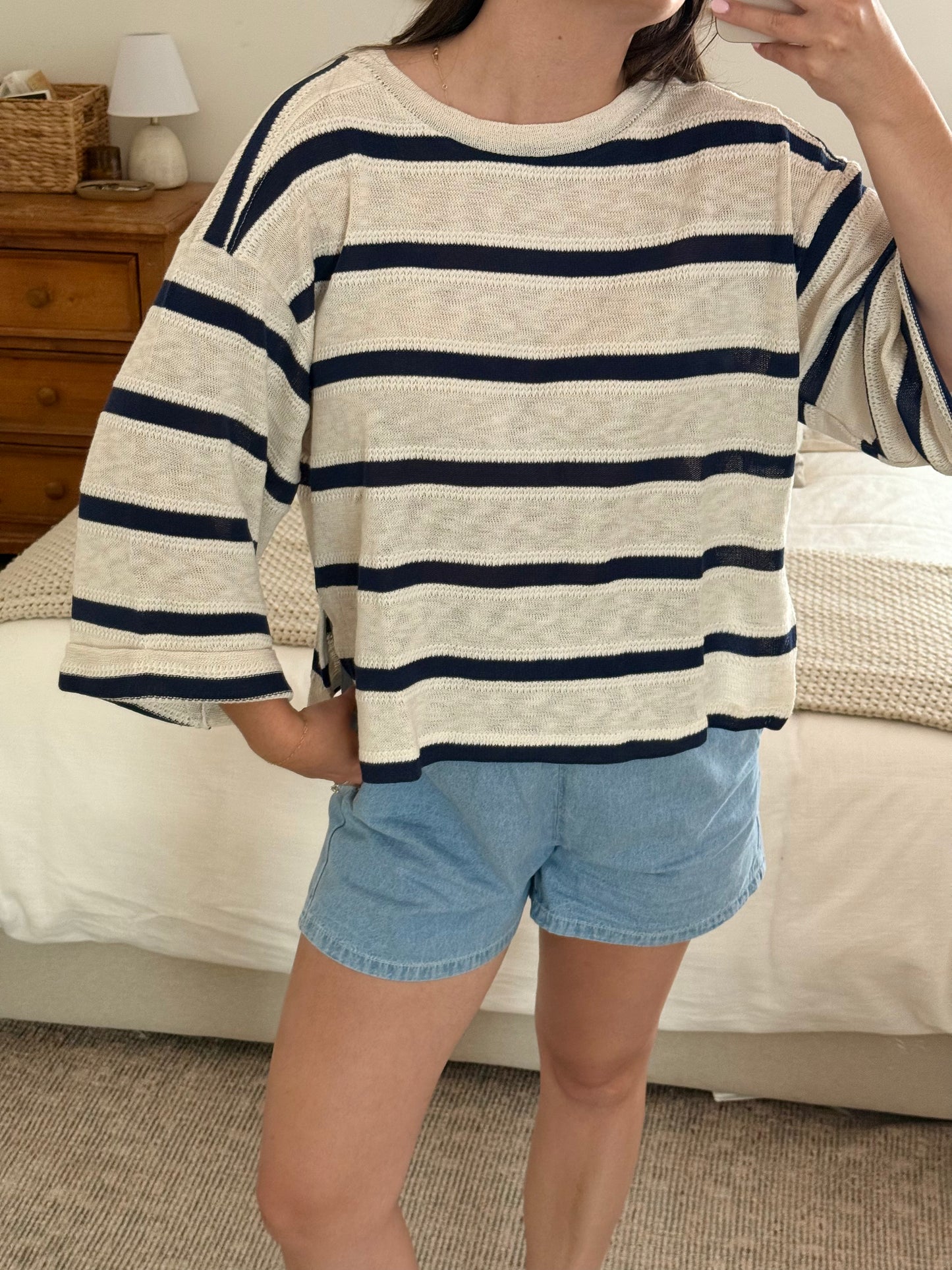 Maritime Sweater, Navy/Oatmeal