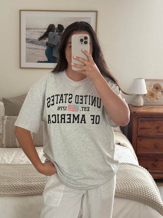 USA Oversized Tee, Grey