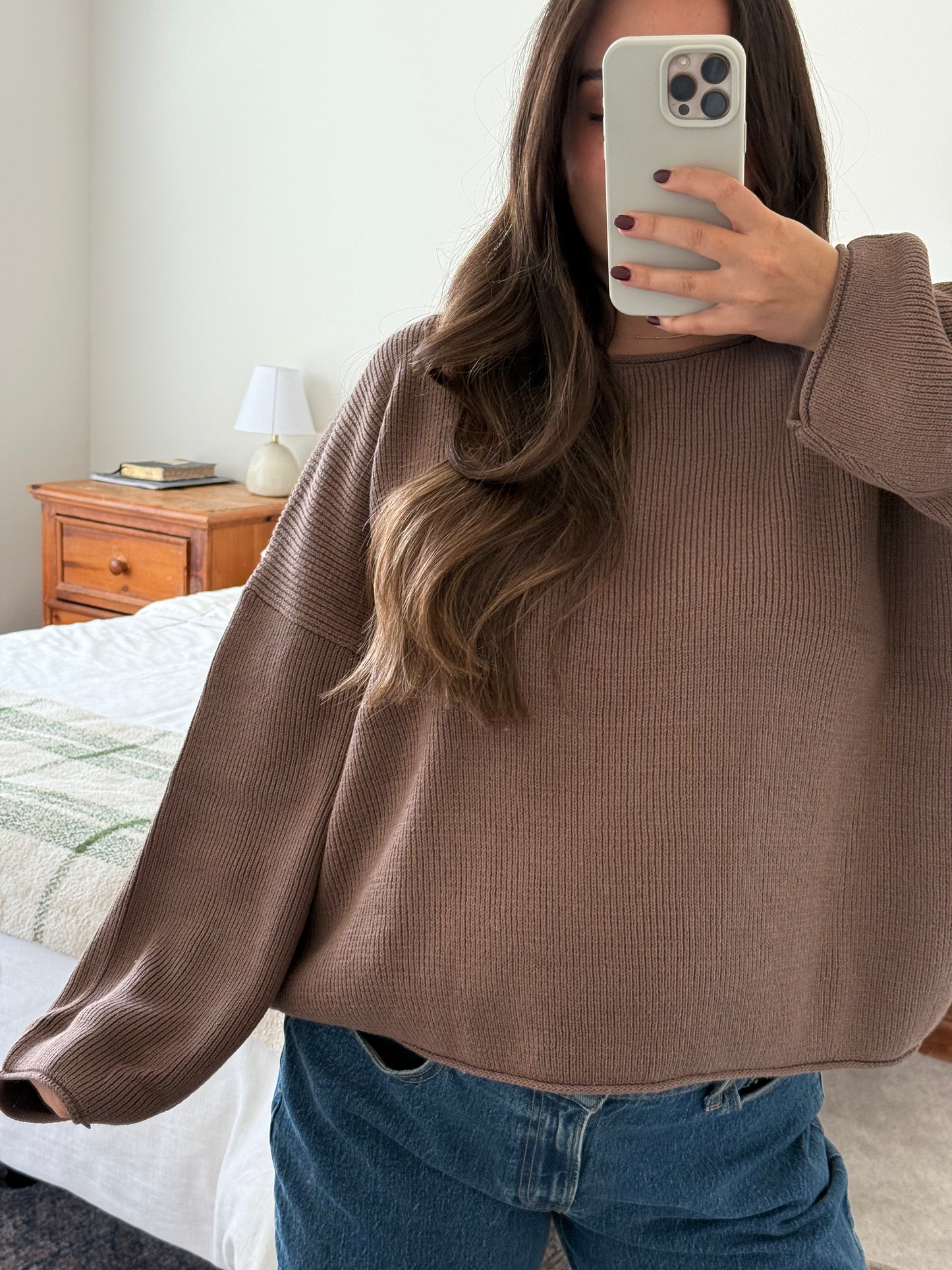 (Pre-order) Cozy Up Oversized Sweater, Chocolate