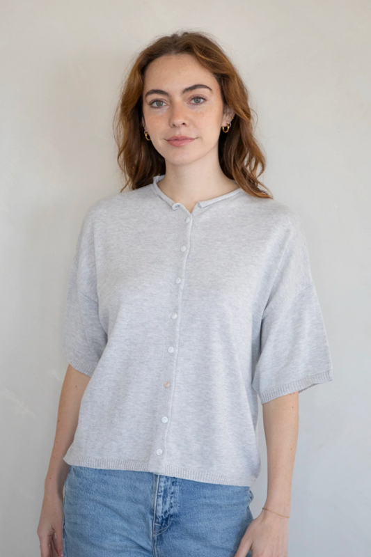 Hazel Knit Tee, Heather Grey