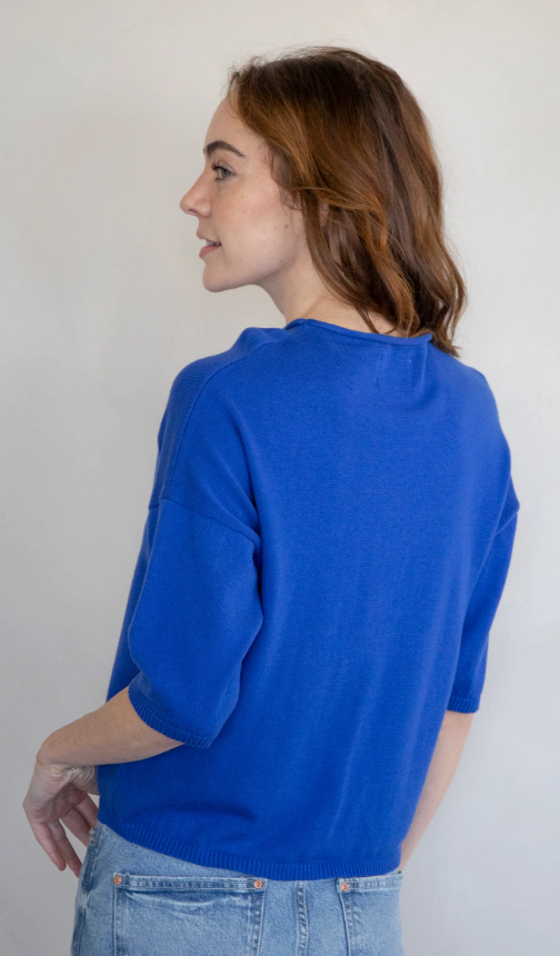 Hazel Knit Tee, Cobalt Blue