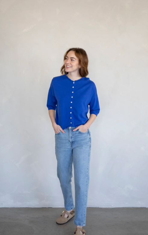 Hazel Knit Tee, Cobalt Blue