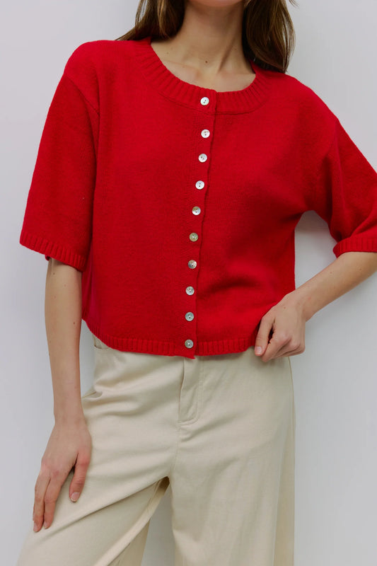 Sand Dollar Cardigan, Red