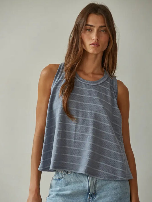 Seaside Slouchy Tank, Denim Blue