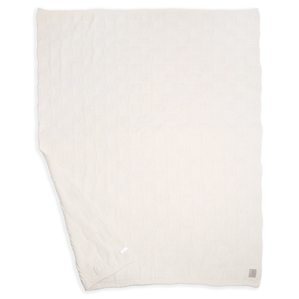 Ribbed Knit Throw Blanket, Ivory