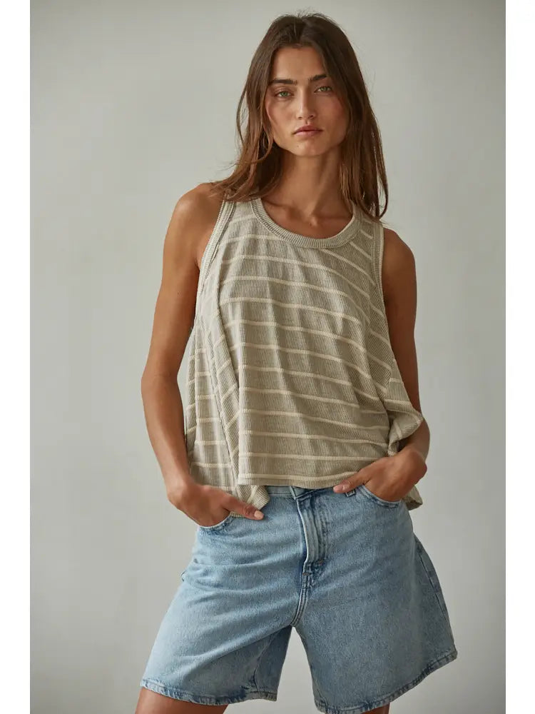 Seaside Slouchy Tank, Beige